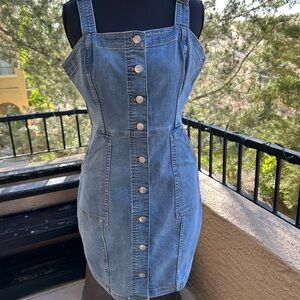Divided Blue Jean Denim Overall Mini Dress